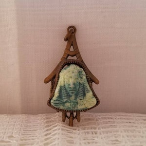 Vintage Brass with Green Glass Egyptian Pharaoh Pendant