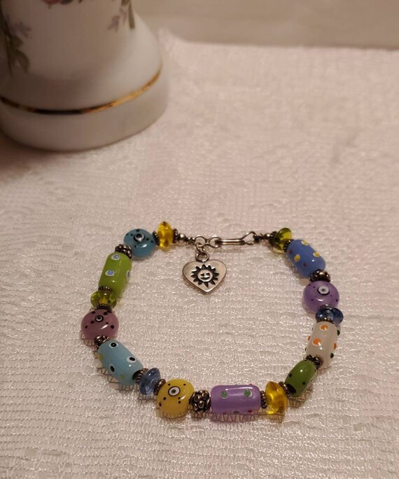 925 Silver Multi Color Evil Eye Toggle Bracelet - image 7