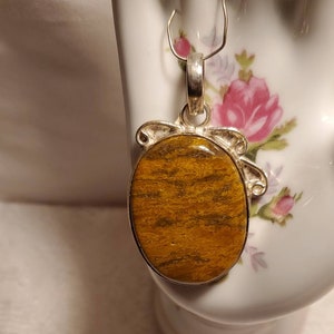 Large Vintage 925 Silver and Ocean Jasper Pendant