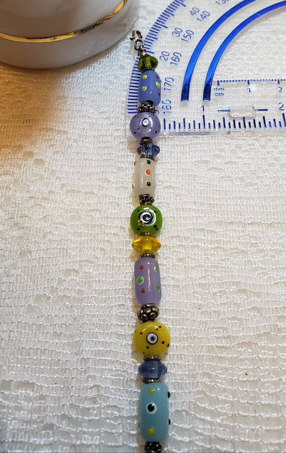 925 Silver Multi Color Evil Eye Toggle Bracelet - image 9