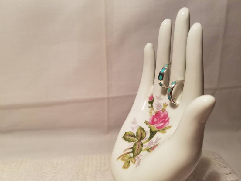 925 Silver and Turquoise Half Hoop Earrings