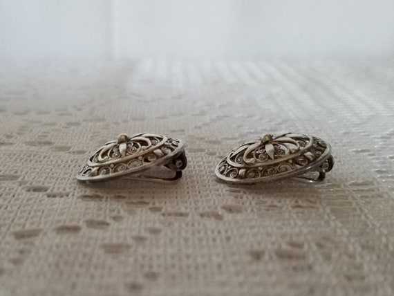 Antique Willi Nonnenmann Silver Filigree Clip Ear… - image 5