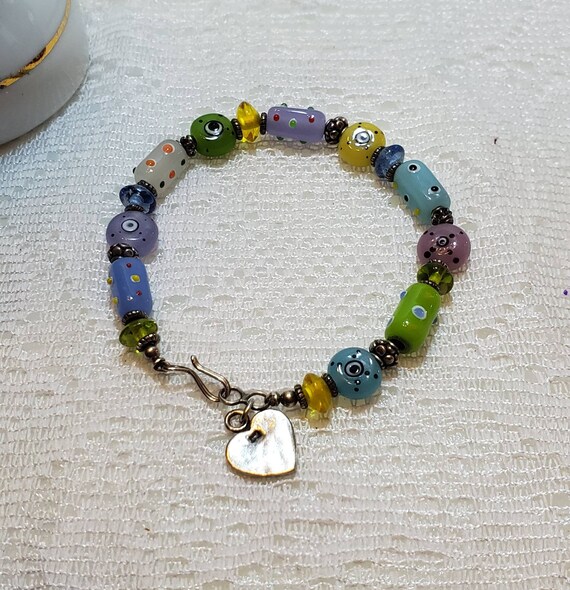 925 Silver Multi Color Evil Eye Toggle Bracelet - image 5