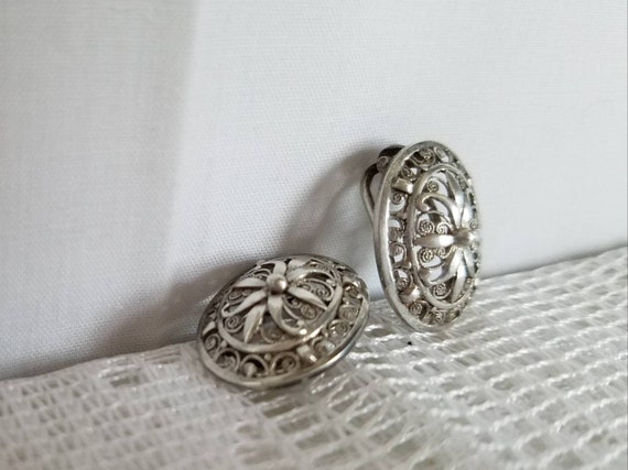 Antique Willi Nonnenmann Silver Filigree Clip Ear… - image 4