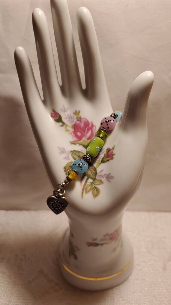 925 Silver Multi Color Evil Eye Toggle Bracelet - image 3