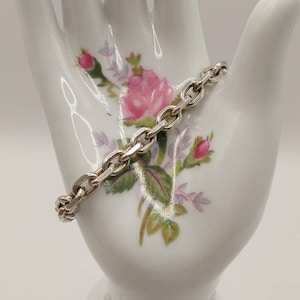 Vintage Sterling Silver Toggle Chain Link Bracelet