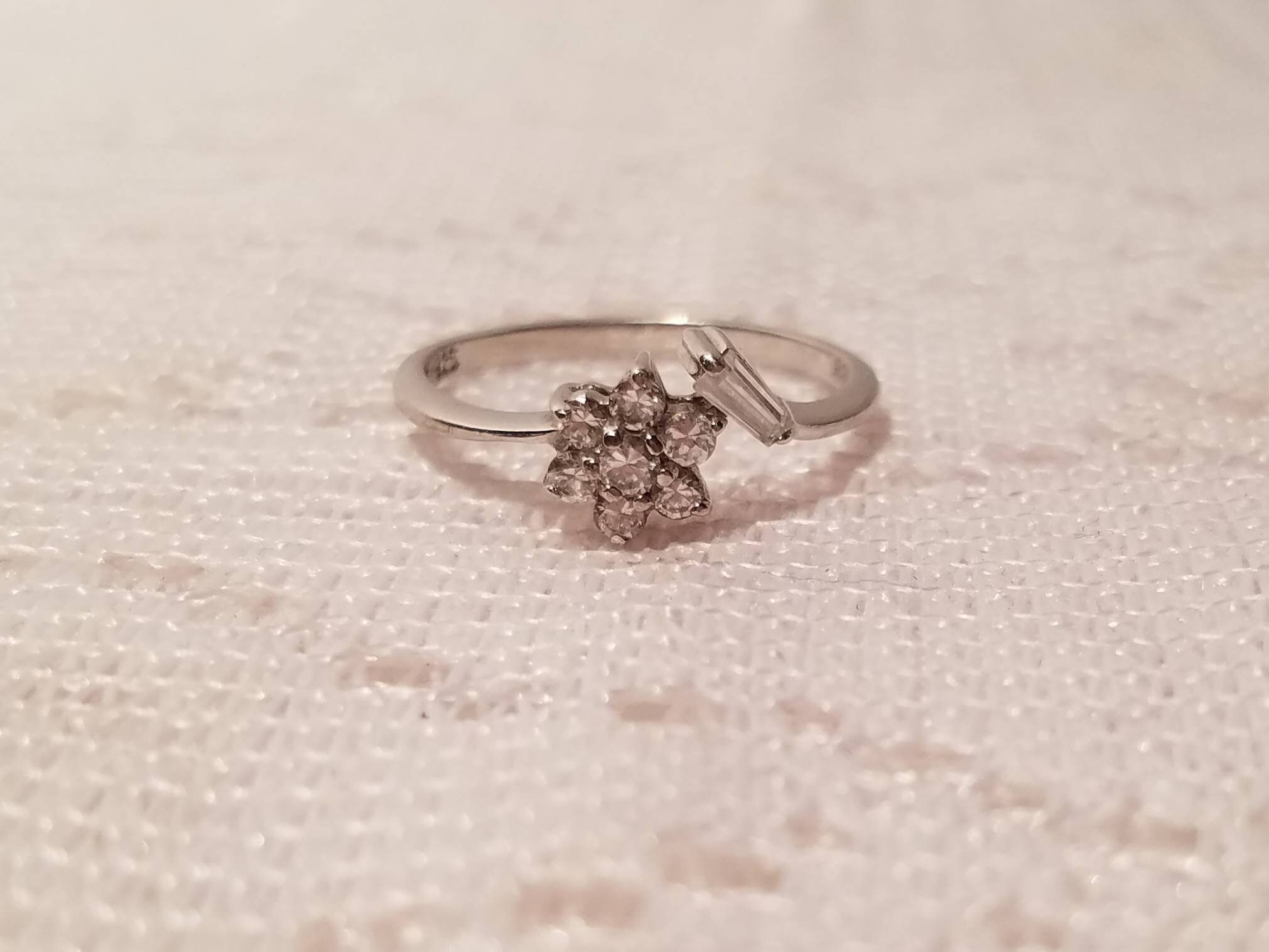 洋楽 7 Inch Auction Vintage 925 Silver RSC CZ Diamond Ring Size 7 - Etsy