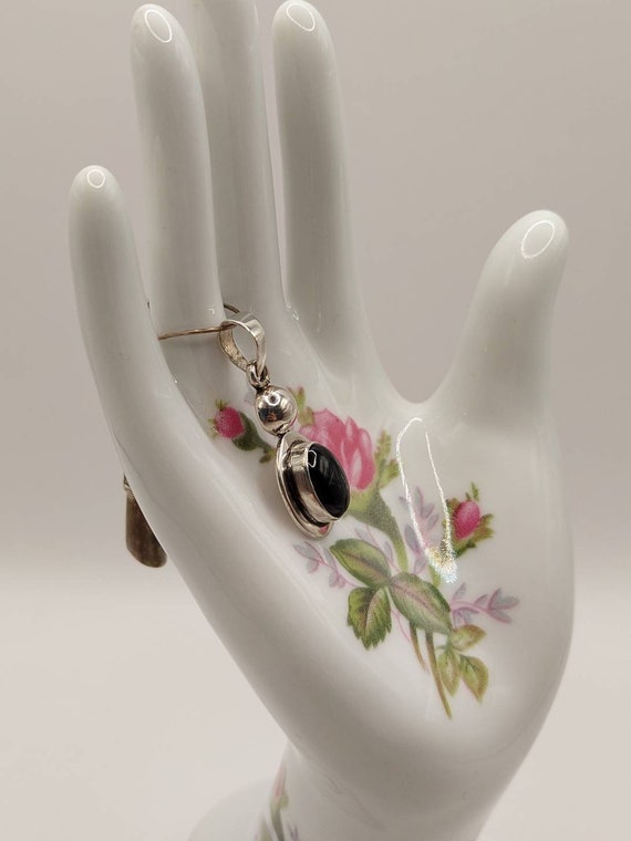 Vintage 925 Silver and Black Onyx Pendant - image 3