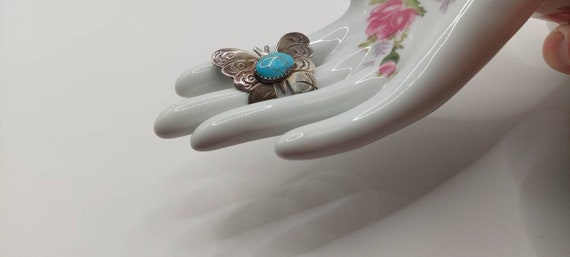 Vintage Navajo Sterling and Turquoise Butterfly B… - image 3