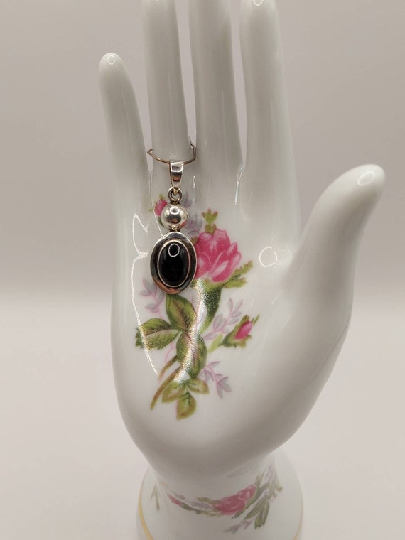 Vintage 925 Silver and Black Onyx Pendant
