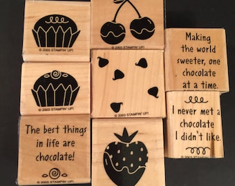 Stampin Up OH SO SWEET 2003 Set of 8  Rubber Wood Mounted Stamp Gently Used Card Scrapbooking
