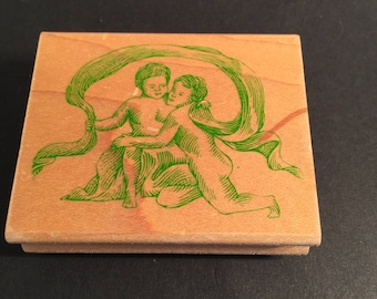 Stampede ANGEL Twins Rubber Wood Mounted Stamp  Used Card Scrapbooking