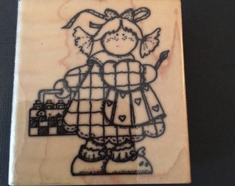 Finders Keepers Painter Girl 35680 Rubber Wood Mounted Stamp Gently Used  Card Making Scrapbooking