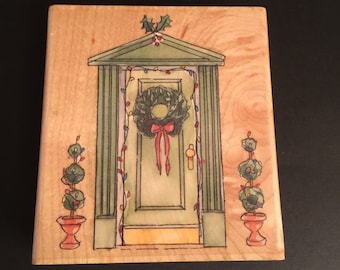 Hampton Arts Lighted Doorway R54750 Holiday Rubber Stamp Wood Mounted  Used Card Making Scrapbooking
