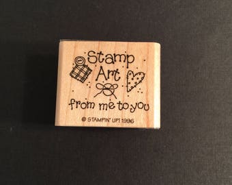 Stampin' Up! Stamp Art from me to you 1996 Rubber Wood Mounted Stamp Gently Used Card Scrapbooking