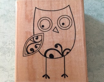 Hampton Art Who you lookin at Owl Rubber Wood Mounted Stamp Used Card Making Scrapbooking