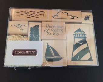 Close to My Heart (CTMH), "Lighting the Way" stamp set Rubber Wood Mounted Gently Used Card Making Scrapbooking  Retired