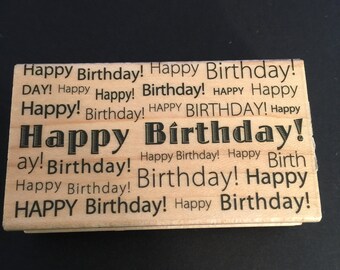 Hero Arts Happy Birthday Background G4939 Rubber Stamp Wood Mounted  Used Card Making Scrapbooking