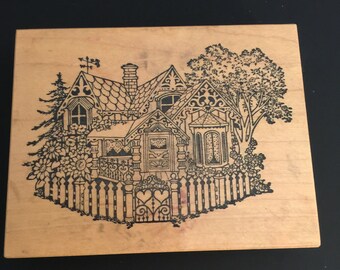 Victorian Cottage K-2455 Rare Petaluma, CA PSX Rubber Wood Mounted Stamp Gently Used  Card Making Scrapbooking
