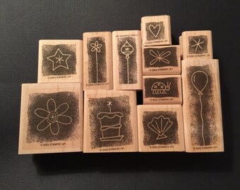 Stampin' Up! 2003 Stipple Celebration! Set 11 Rubber Wood Mounted Stamp Gently Used Card Scrapbooking