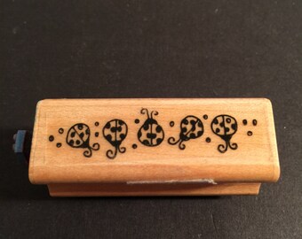St. Louis Stamp Design Effie Glitzfinger's Ladybugs Rubber Wood Mounted Stamp Used Card Scrapbooking