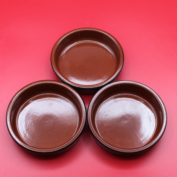 6 Terra Cotta Dipping Bowls.  Earthenware Ramekins for Crème Brulee, Flan. Made in France by Cermer.  Sold Individually.