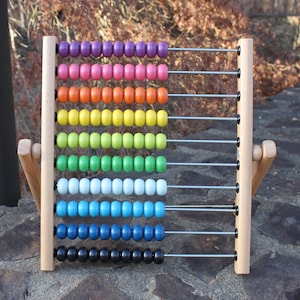 IKEA 100 Wood Bead Abacus wooden educational toy table top math counting  EUC