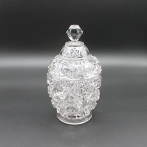 Antique 1889 EAPG Biscuit Barrel Henrietta Clear, aka Big Block, Diamond Block by Columbia Glass Co.  Glass Canister w/Lid.