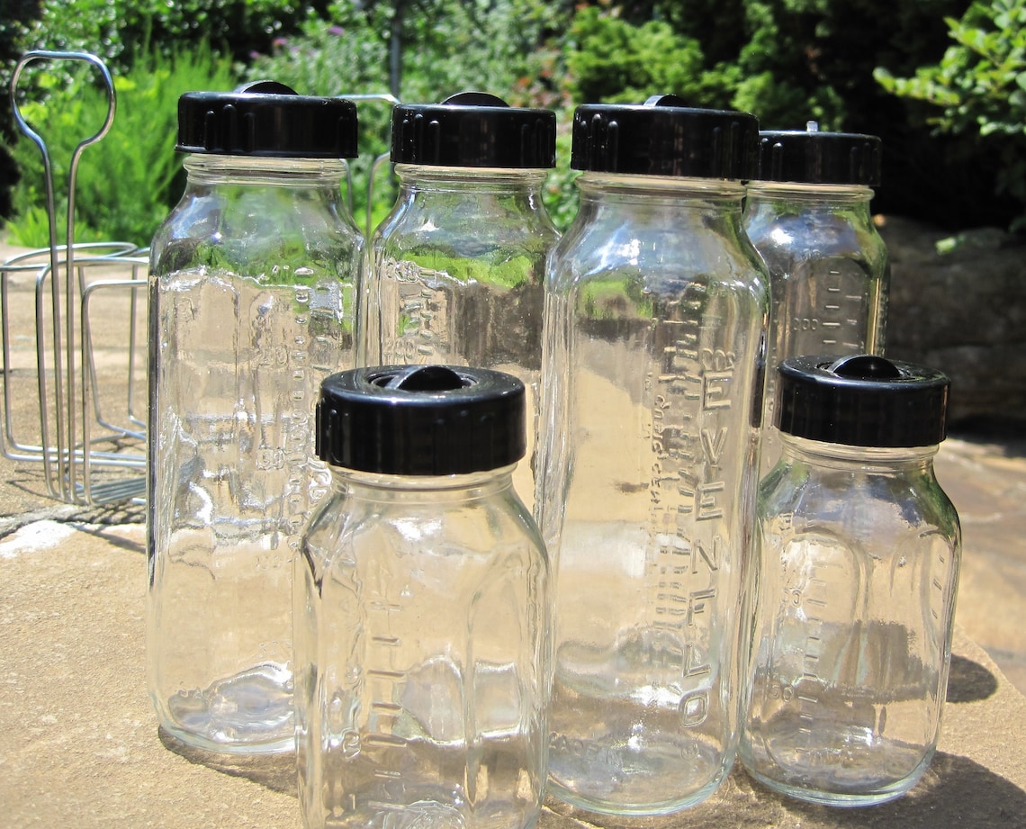 7 Vintage Evenflo Glass Baby Bottles With Bakelite Lids and Etsy