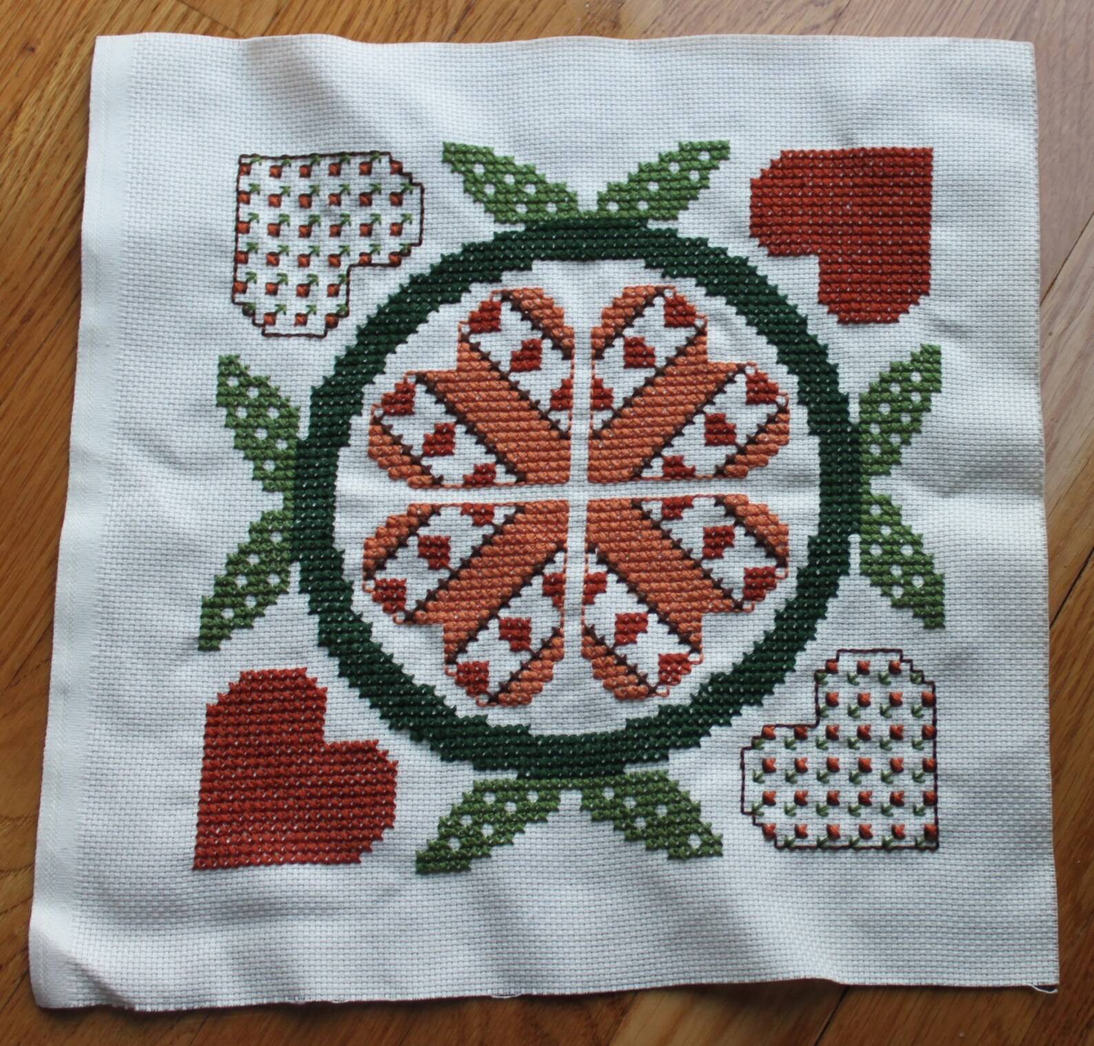 9 Quaint Completed Counted Cross Stitch Quilt Blocks in Etsy