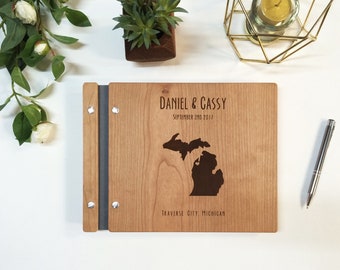 Midwest Wedding Guest Book Photo Booth Album Michigan Wedding Guest Book adventure scrapbook for him her