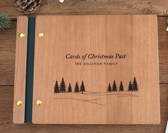 Personalized Wooden Christmas Memory Book, Christmas Card Album, Christmas Photo Album, Family Christmas Gift, Holiday Gift For Parents