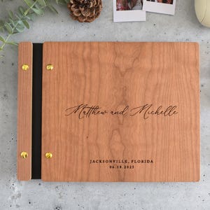 Wooden Wedding Guest Book, Personalized Wedding Photo Album, Wedding Reception Book, Polaroid Guestbook, Wedding Book, Engagement Gift,