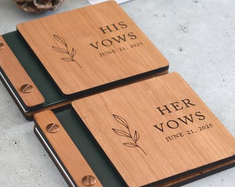 Minimalist Wooden Wedding Vow Books, Wedding Gift, Personalized Vow Booklets for Bride and Groom, Engagement Gift, Couples Vow Renewal
