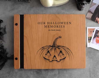 Custom Pumpkin Engraved Halloween Memory Book, Halloween Party Guest Book, Fall Scrapbook Album, Halloween Family Keepsake