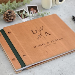 Minimalist Wooden Wedding Guest Book, Personalized Wedding Book, Polaroid Guestbook, Wedding and Engagement Gift, Wedding Photo Album