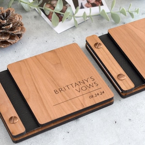 Wooden Wedding Vow Books, Wedding Gift, Personalized Vow Booklets for Bride and Groom, Engagement Gift, Couples Vow Renewal