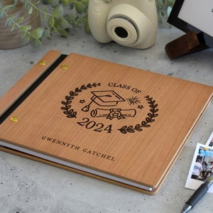 2024 Graduation Party Guest Book High School College Gift for Her Him Graduate Photo gold black Guest Book Album, Graduation Scrapbook