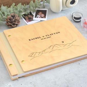 Minimalist Wooden Wedding Guest Book, Personalized Wedding Book, Polaroid Guestbook, Wedding and Engagement Gift, Wedding Photo Album