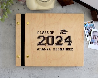 Graduation Guest Book, Graduation Gift, Gift for Her, Gift for Him, Class of 2024 black gold photo album