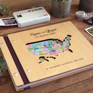 USA Map Adventure Book, US Travel Map Scrapbook Gift for Him, 50 States Travel Journal, Gift for Traveler, Unique Christmas Gift for Her