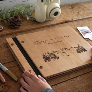 Engraved Wooden Anniversary Album Personalized 1st Anniversary Gift image 1