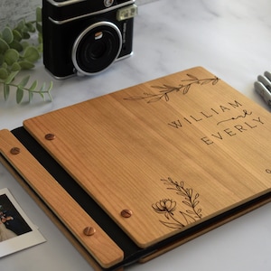 Wooden Wedding Guest Book Personalized Laser Engraved, Perfect for Photos and Heartfelt Messages, Photobooth, Photo Album, Wedding Album image 1