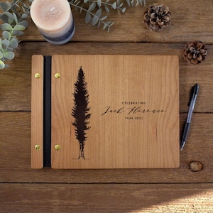 Funeral Guest Book for Memorial Service - in Loving Memory Guest Book Celebration of Life Guest Book wooden elegant Hardcover Guest Sign in Book for Funeral Service