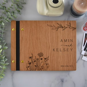 Wooden Wedding Guest Book Personalized Laser Engraved, Perfect for Photos and Heartfelt Messages, Photobooth, Photo Album, Wedding Album image 1