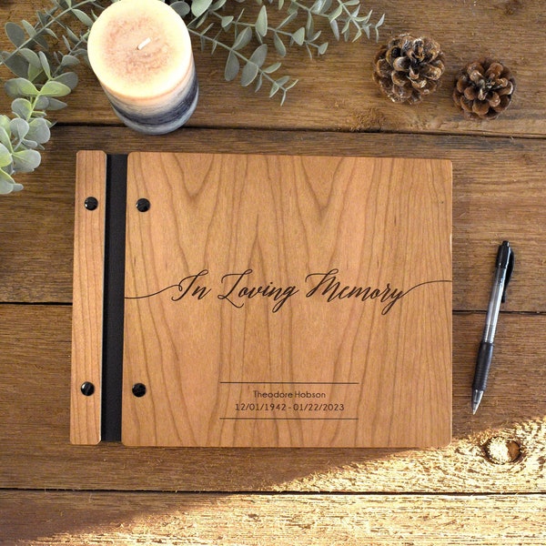 Custom Wooden Memorial Guest Book Celebration of Life book