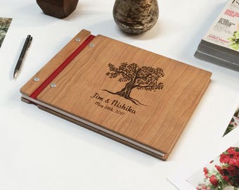 Olive Tree Guest Book, Red Guestbook, Wedding Guest Book, Photo Booth Album, Tree Wedding guest book, Wood Guest Book - 8.5 x 11