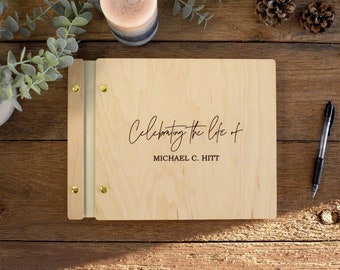 Custom Wooden Memorial Guest Book: A Personalized Celebration of Life Funeral book