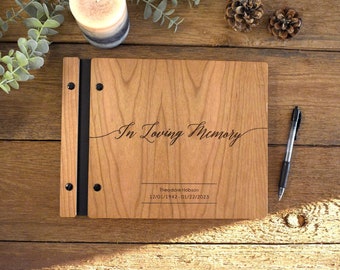 Custom Wooden Memorial Guest Book Celebration of Life book