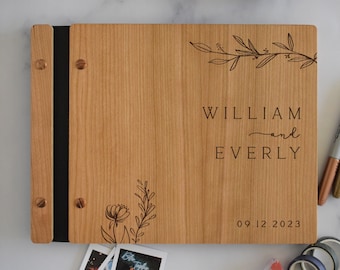 Wooden Wedding Guest Book - Personalized Laser Engraved, Perfect for Photos and Heartfelt Messages, Photobooth, Photo Album, Wedding Album